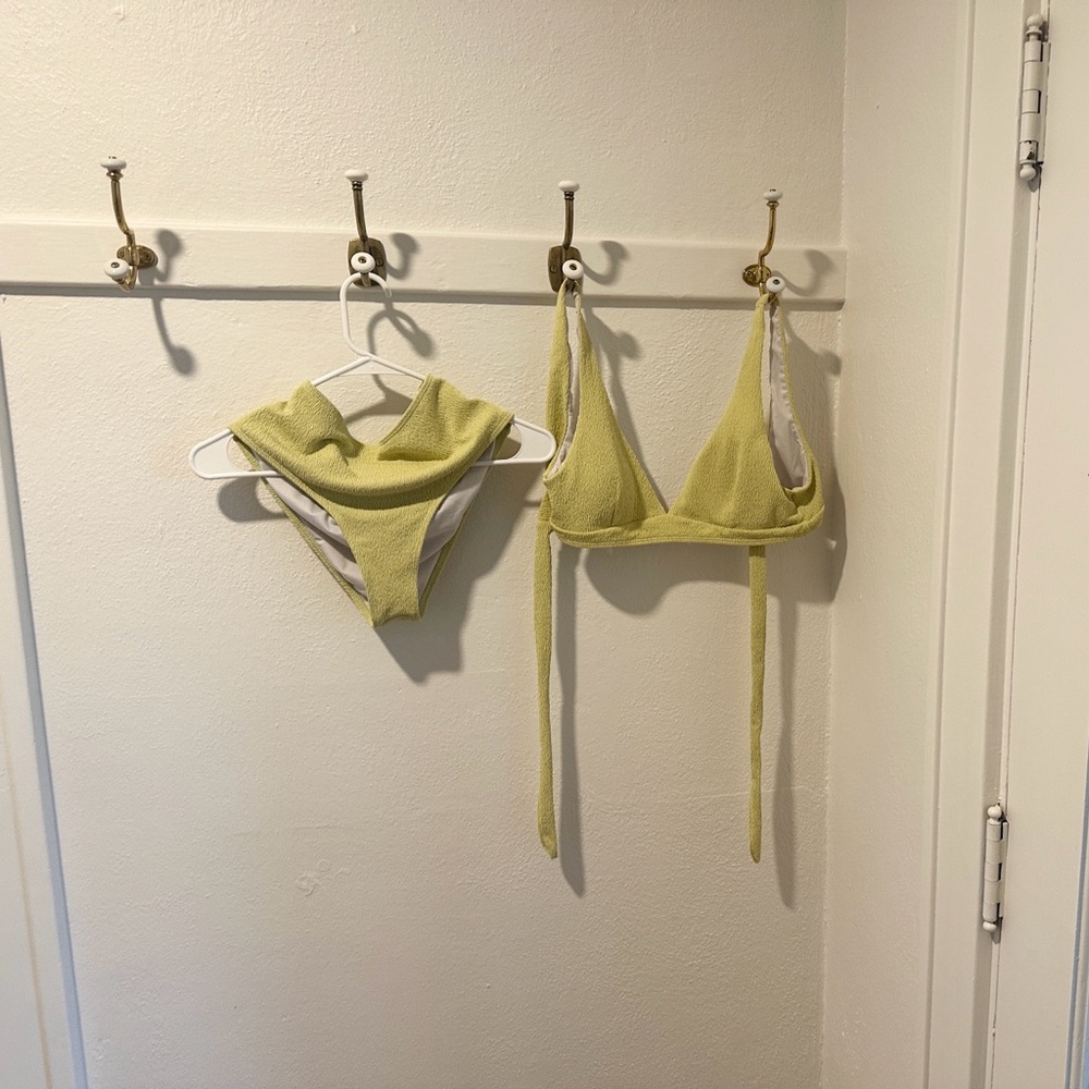 Cider Light Green Textured Bikini